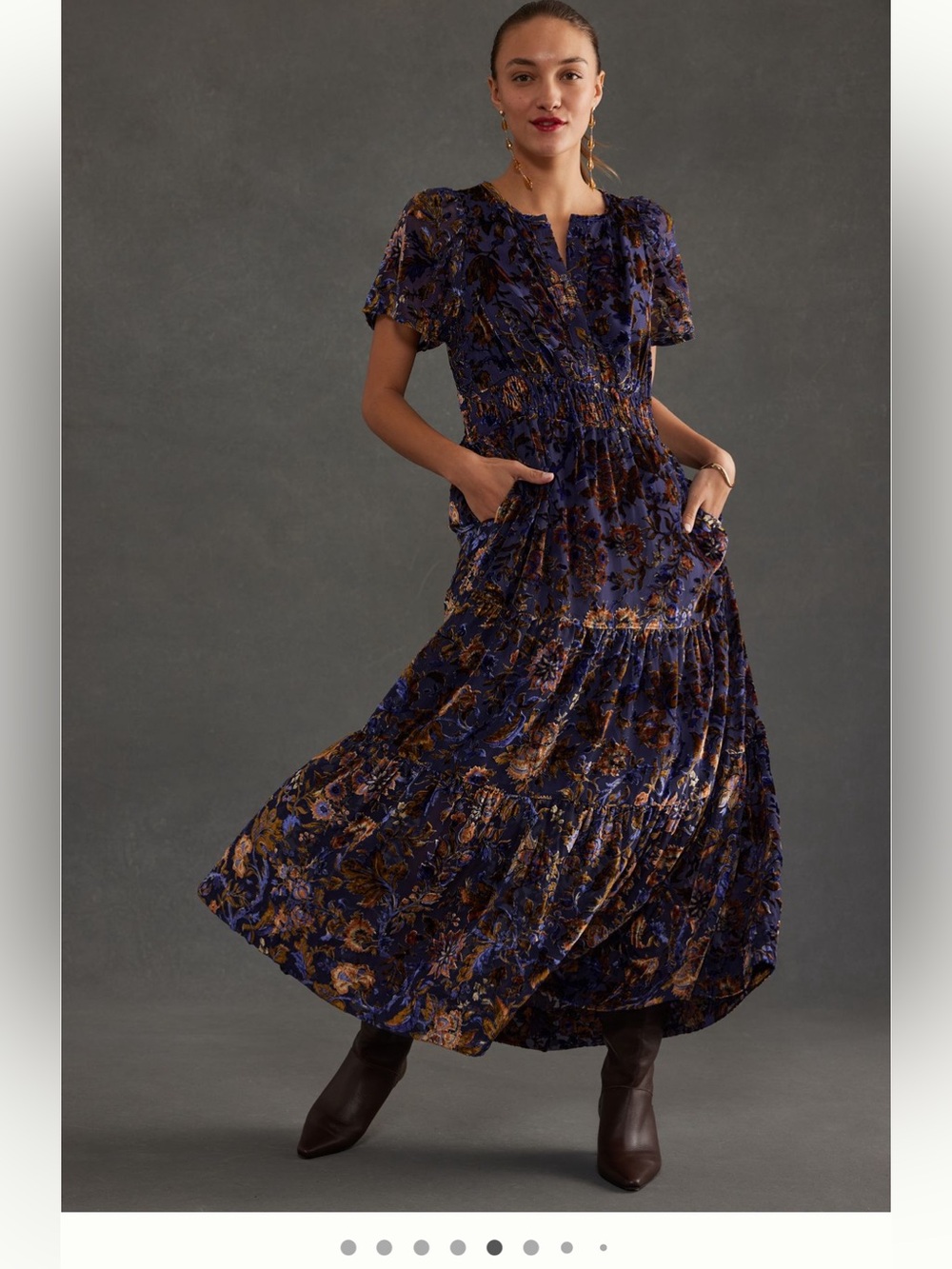 Anthropologie The Somerset Purple Velvet  Edition, Maxi Dress, medium